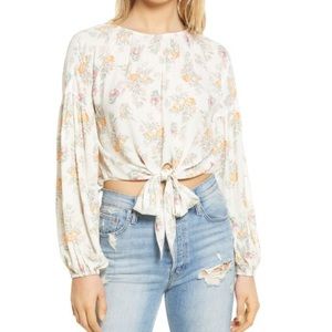 Wayf Floral Front Tie Blouse